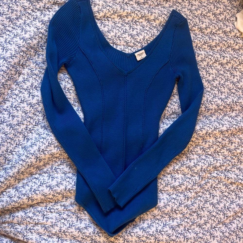 Abercrombie & Fitch Blue Ribbed Bodysuit